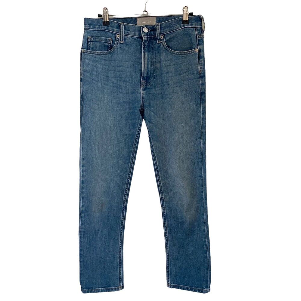 Everlane 26 Straight Jeans Cropped Medium Blue Denim Stretch FLAWED